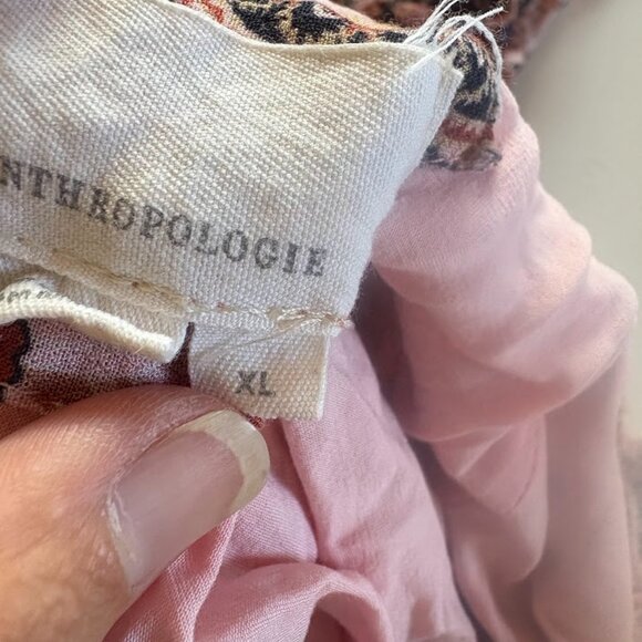 Anthropologie Cady Tiered Pink Paisley Dress Bohemian Mock Neck Ruffled Pullover - Picture 8 of 13